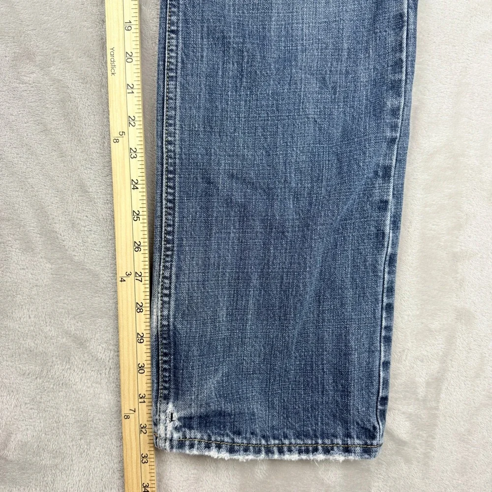 American Eagle Jeans Mens Meas 34x32.75 Blue Original Straight Grunge Distressed